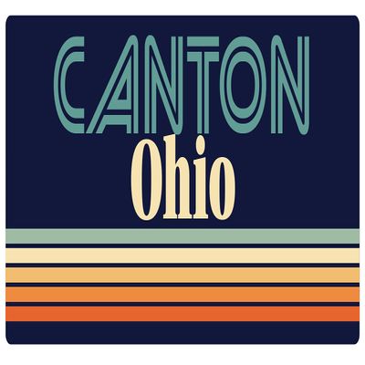 Canton Ohio 2.5 x 1.25-Inch Vinyl Decal Sticker Retro Design