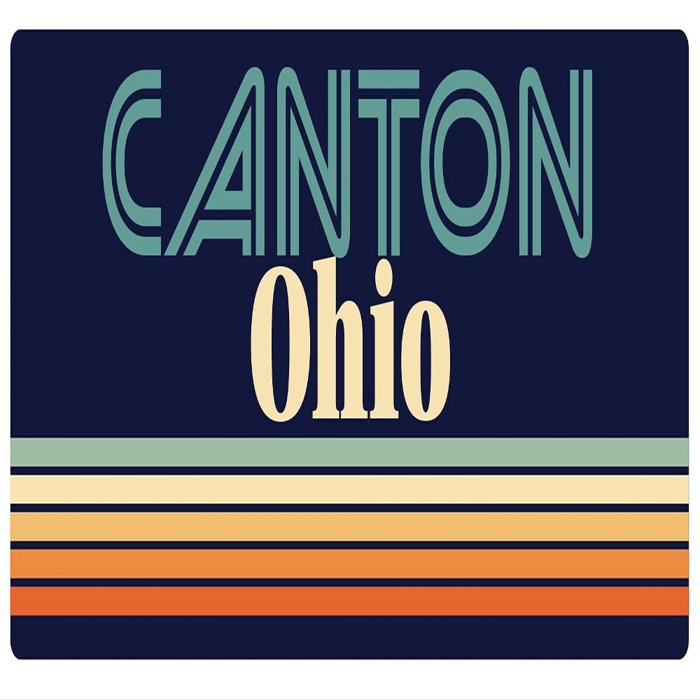 Canton Ohio 2.5 x 1.25-Inch Vinyl Decal Sticker Retro Design