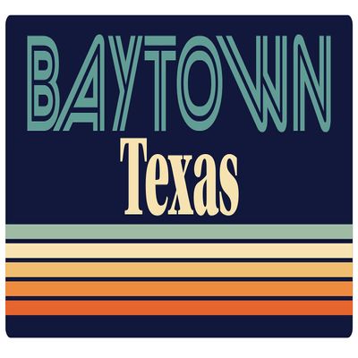 Baytown Texas 2.5 x 1.25-Inch Vinyl Decal Sticker Retro Design
