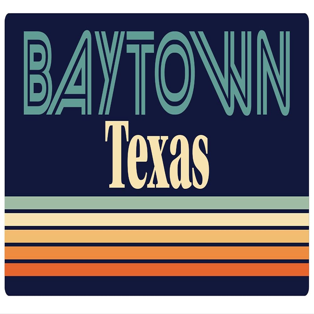 Baytown Texas 2.5 x 1.25-Inch Vinyl Decal Sticker Retro Design