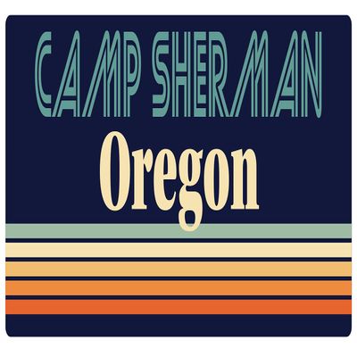 Camp Sherman Oregon 2.5 x 1.25-Inch Vinyl Decal Sticker Retro Design