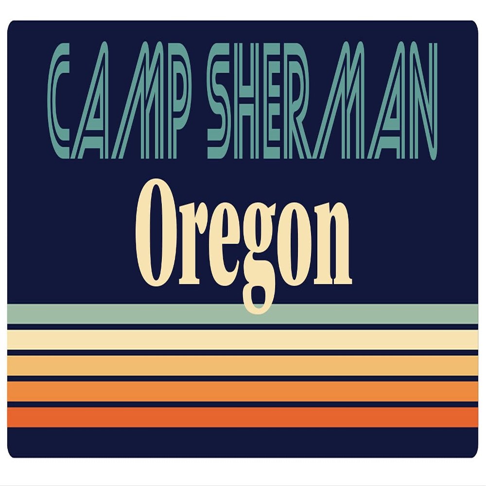 Camp Sherman Oregon 2.5 x 1.25-Inch Vinyl Decal Sticker Retro Design
