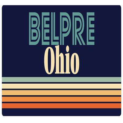 Belpre Ohio 2.5 x 1.25-Inch Vinyl Decal Sticker Retro Design