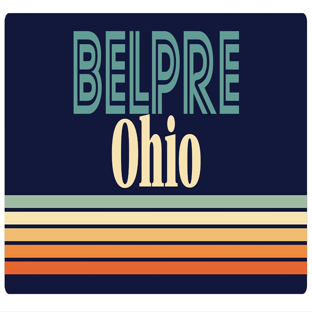 Belpre Ohio 2.5 x 1.25-Inch Vinyl Decal Sticker Retro Design