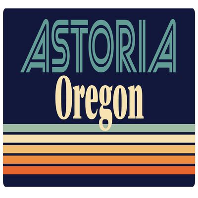 Astoria Oregon 2.5 x 1.25-Inch Vinyl Decal Sticker Retro Design