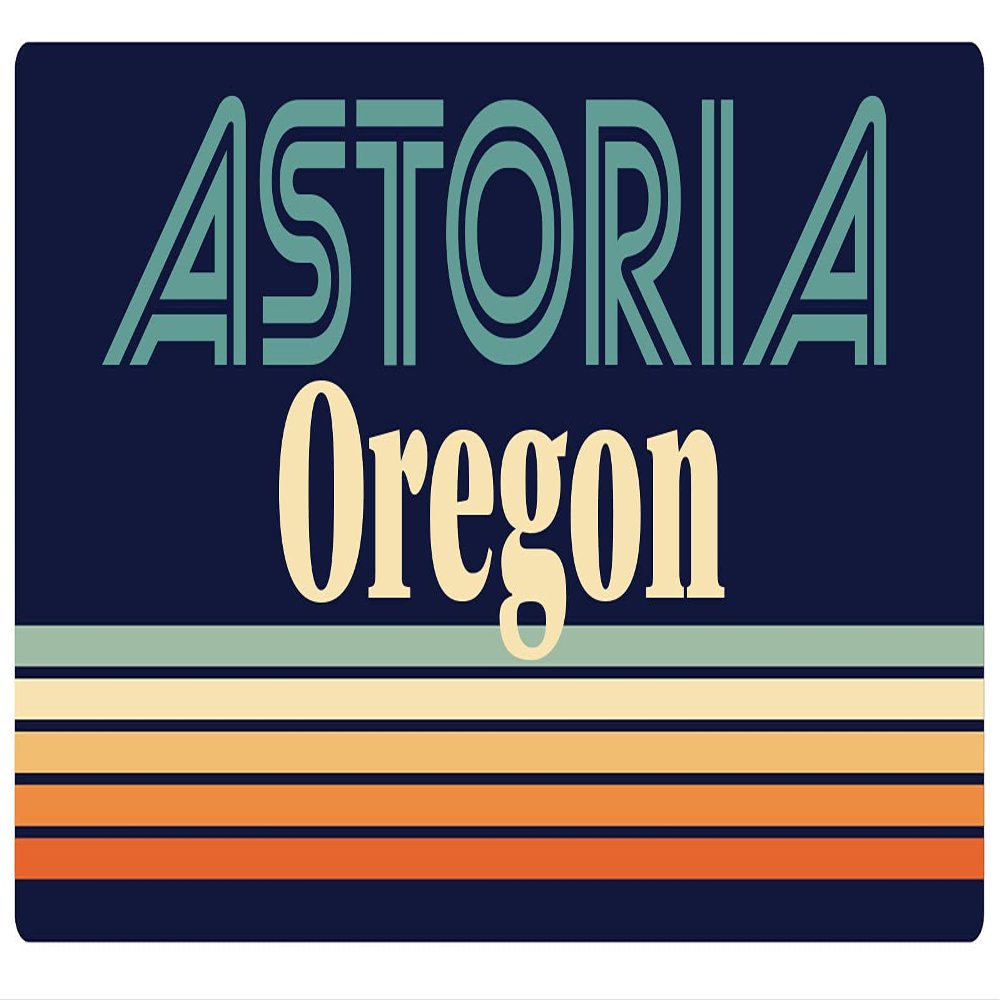 Astoria Oregon 2.5 x 1.25-Inch Vinyl Decal Sticker Retro Design