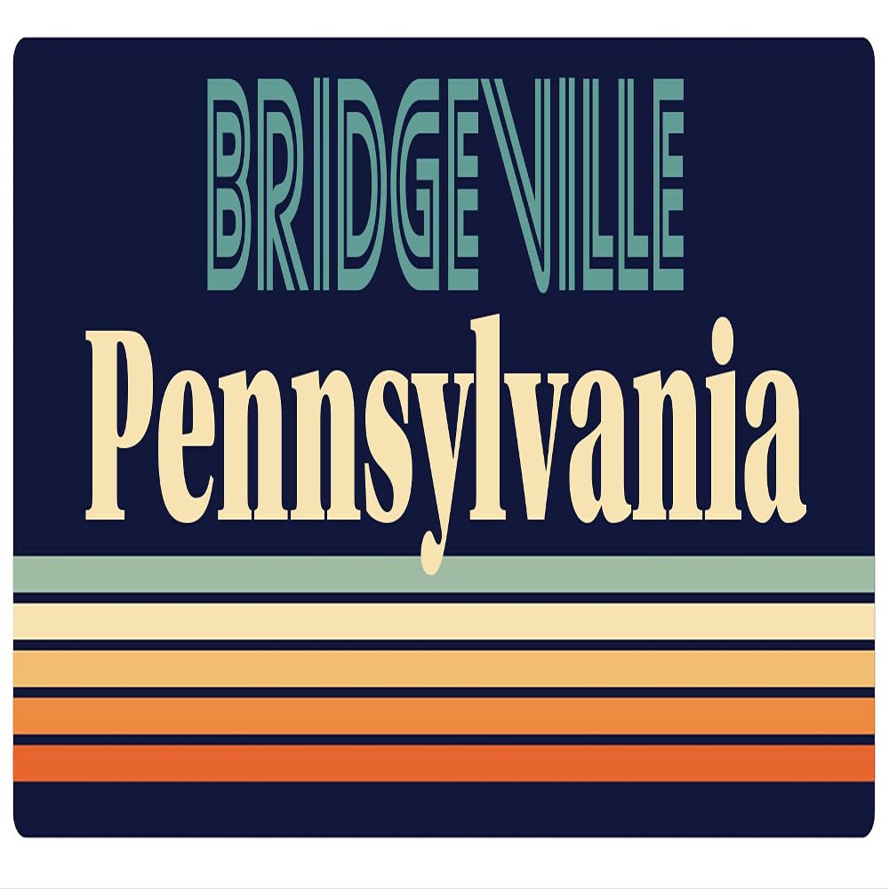 Bridgeville Pennsylvania 2.5 x 1.25-Inch Vinyl Decal Sticker Retro Design