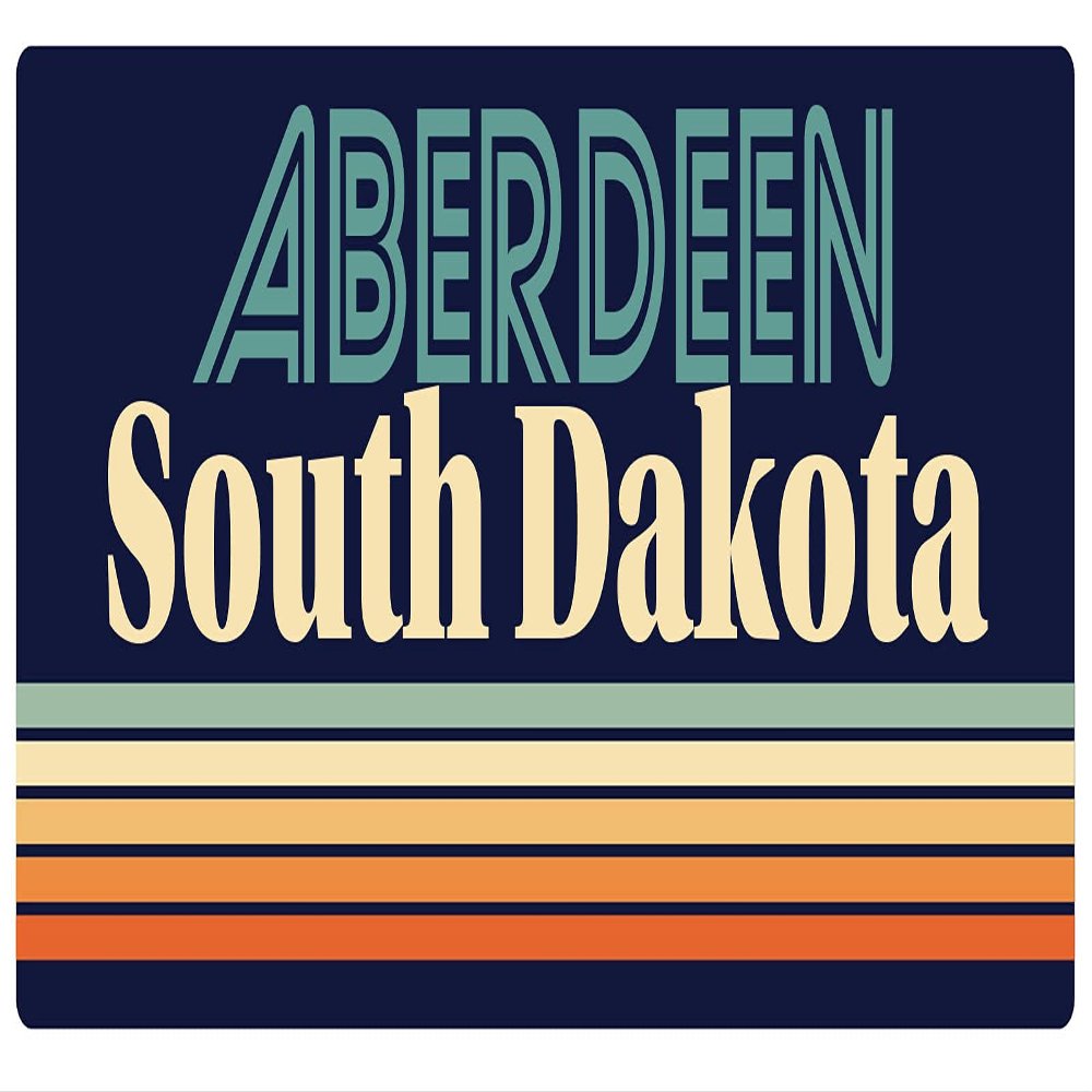 Aberdeen South Dakota 2.5 x 1.25-Inch Vinyl Decal Sticker Retro Design