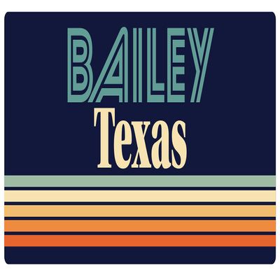 Bailey Texas 2.5 x 1.25-Inch Vinyl Decal Sticker Retro Design