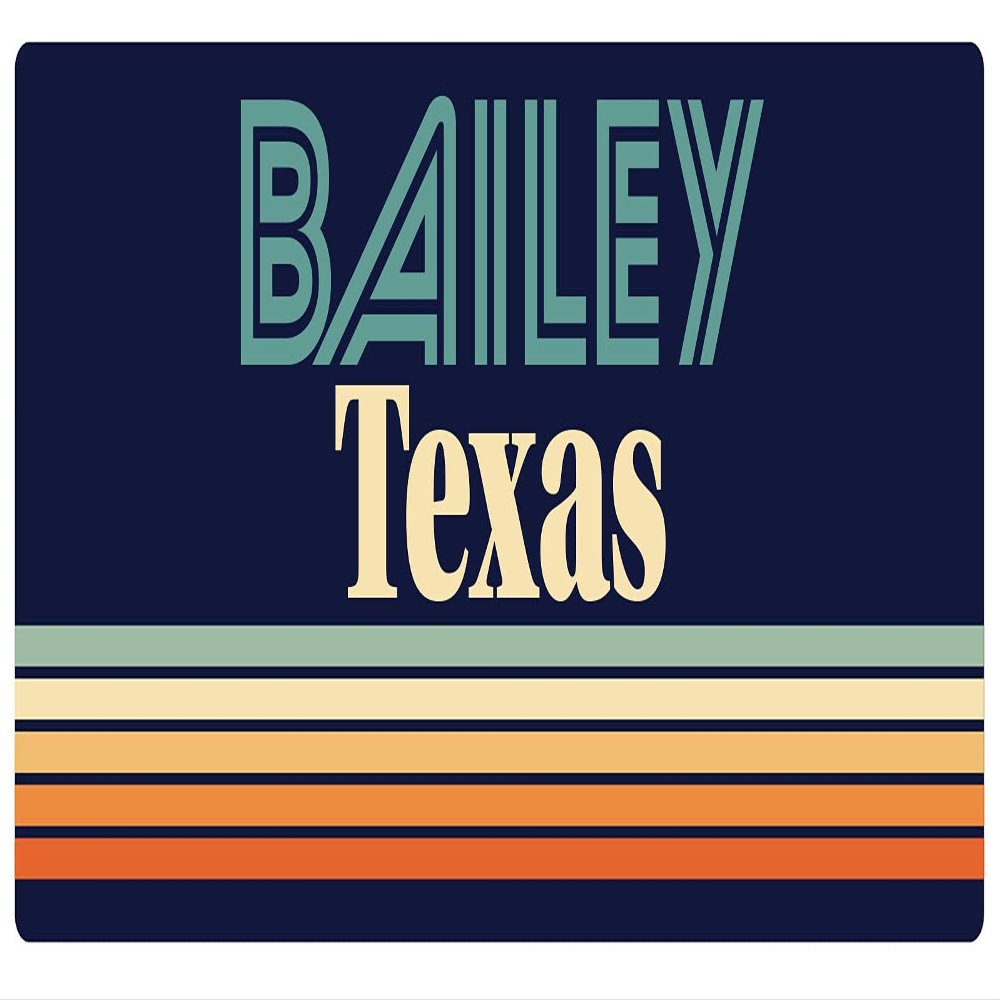 Bailey Texas 2.5 x 1.25-Inch Vinyl Decal Sticker Retro Design
