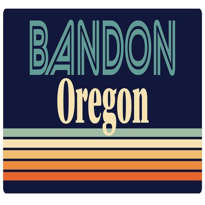 Bandon Oregon 2.5 x 1.25-Inch Vinyl Decal Sticker Retro Design