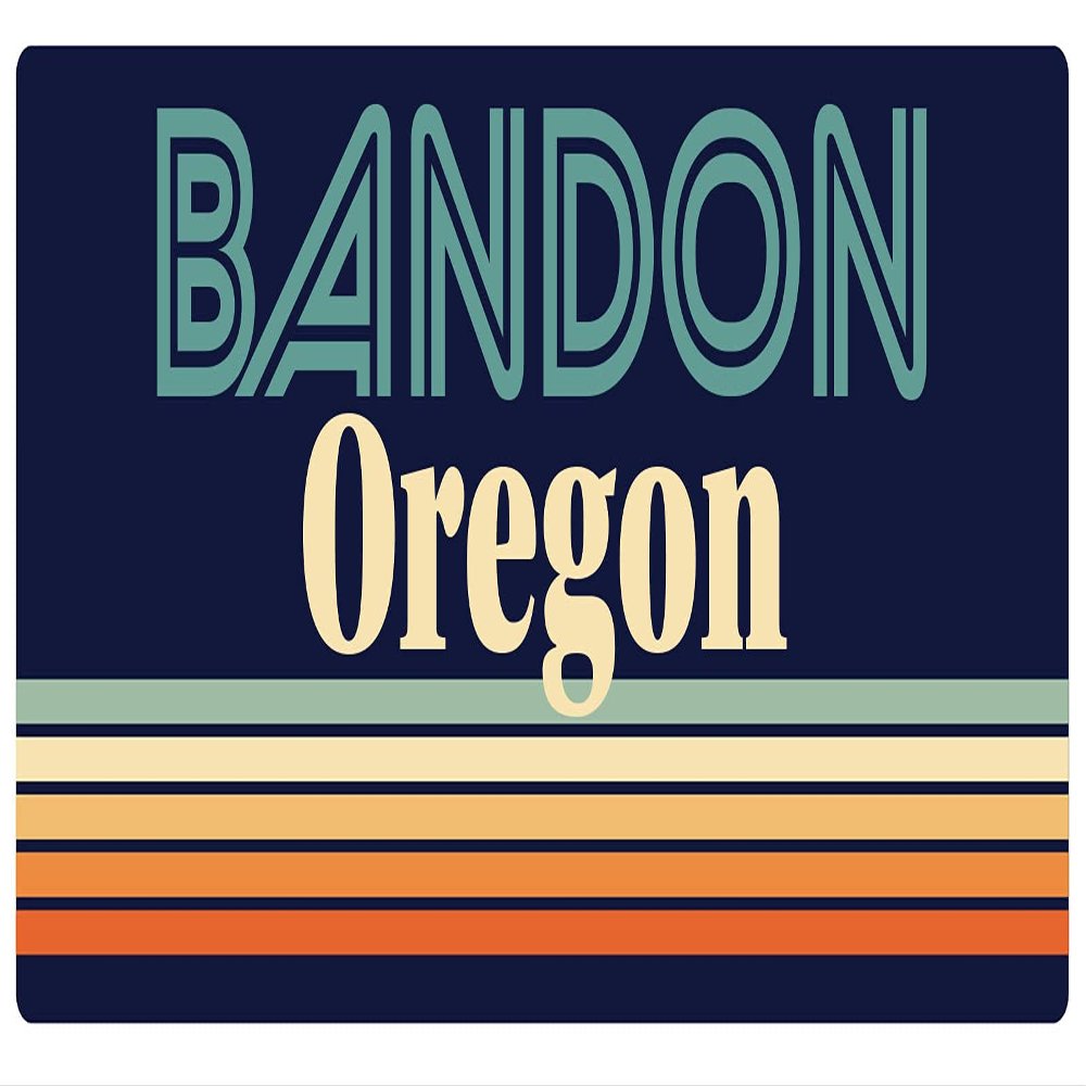 Bandon Oregon 2.5 x 1.25-Inch Vinyl Decal Sticker Retro Design