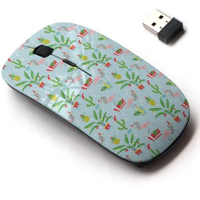 2.4G Wireless Mouse with Cute Pattern Design for All Laptops and Desktops with Nano Receiver - Christmas Tropical Plants