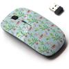 2.4G Wireless Mouse with Cute Pattern Design for All Laptops and Desktops with Nano Receiver - Christmas Tropical Plants view 1