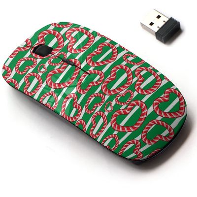 2.4G Wireless Mouse with Cute Pattern Design for All Laptops and Desktops with Nano Receiver - Cane Christmas