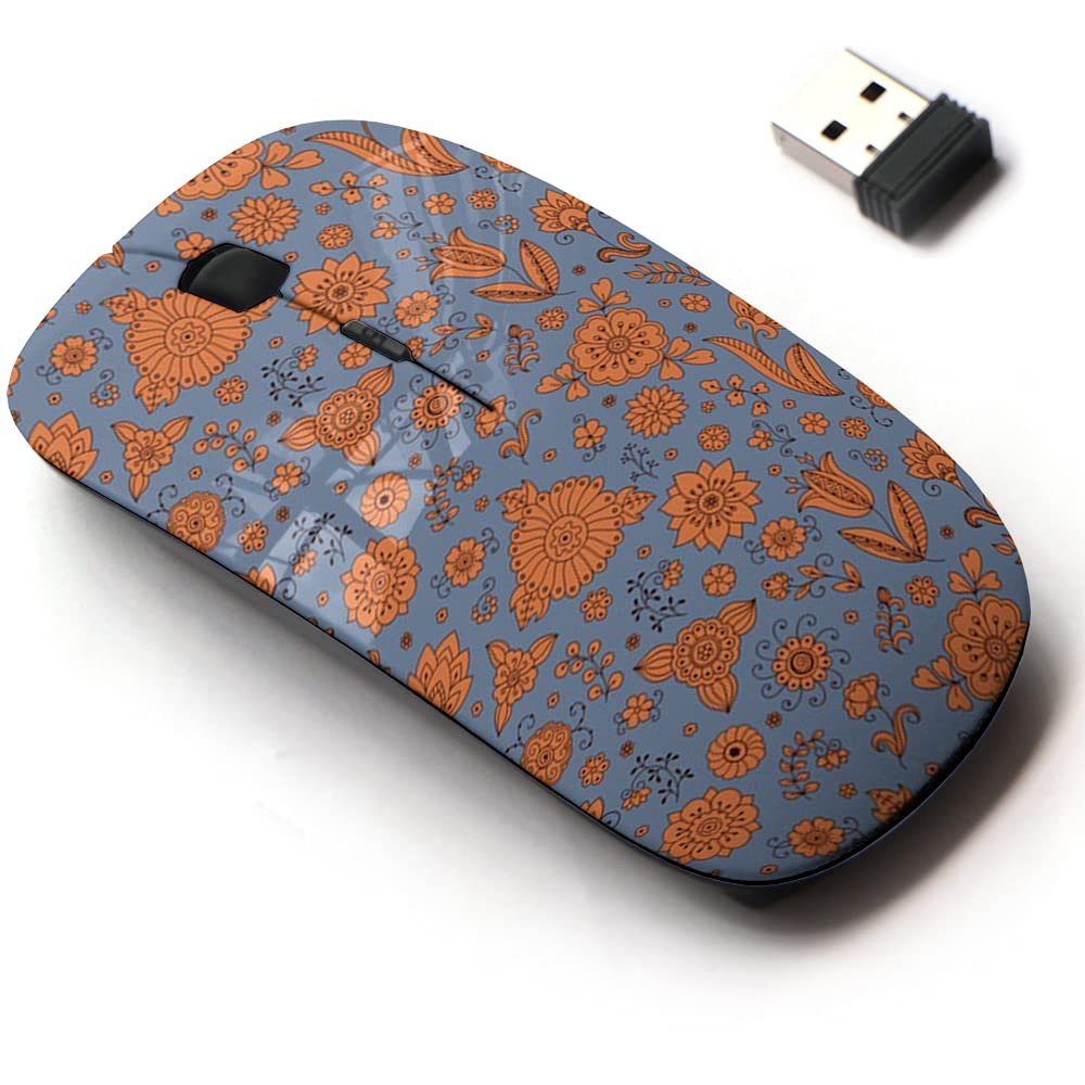 2.4G Wireless Mouse with Cute Pattern Design for All Laptops and Desktops with Nano Receiver - Bright Colorful Floral