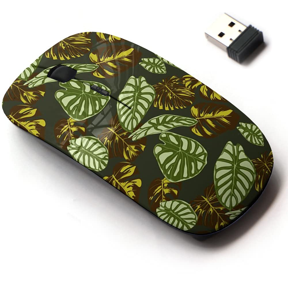 2.4G Wireless Mouse with Cute Pattern Design for All Laptops and Desktops with Nano Receiver - Exotic Tropical Plants
