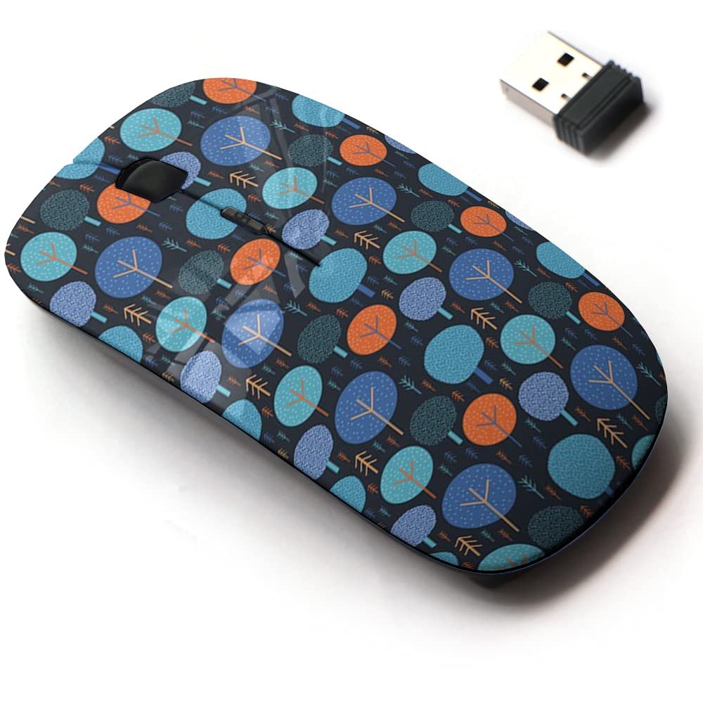 2.4G Wireless Mouse with Cute Pattern Design for All Laptops and Desktops with Nano Receiver - Christmas Forest