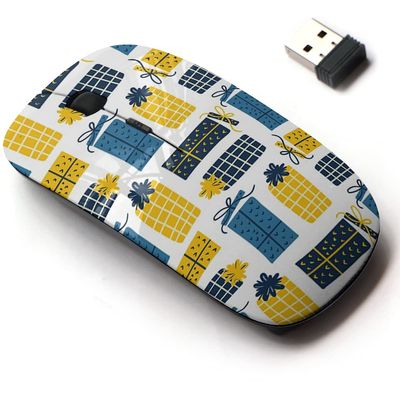 2.4G Wireless Mouse with Cute Pattern Design for All Laptops and Desktops with Nano Receiver - Christmas Happy New Year
