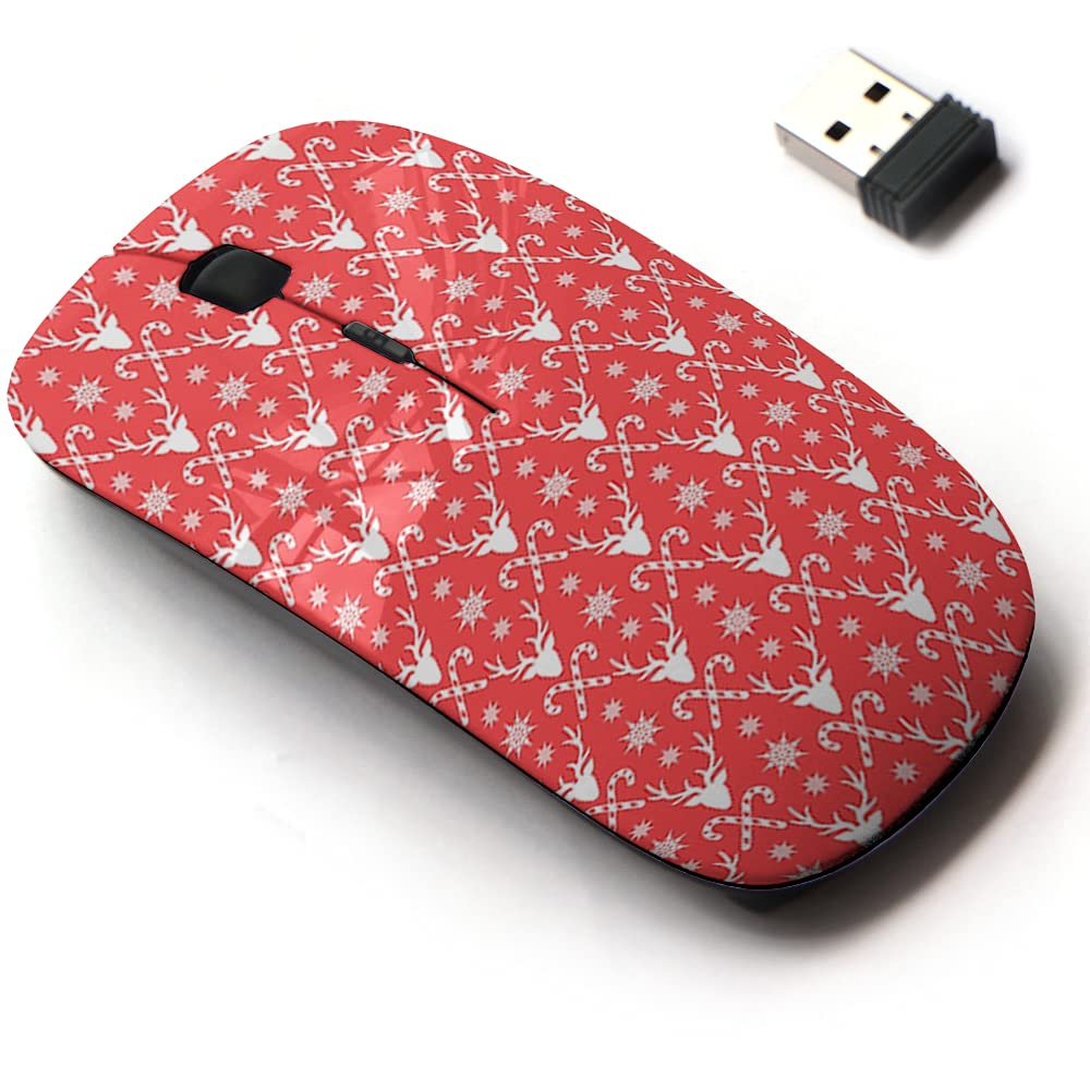 2.4G Wireless Mouse with Cute Pattern Design for All Laptops and Desktops with Nano Receiver - Christmas Tree Gift Candle Santa clausfoot