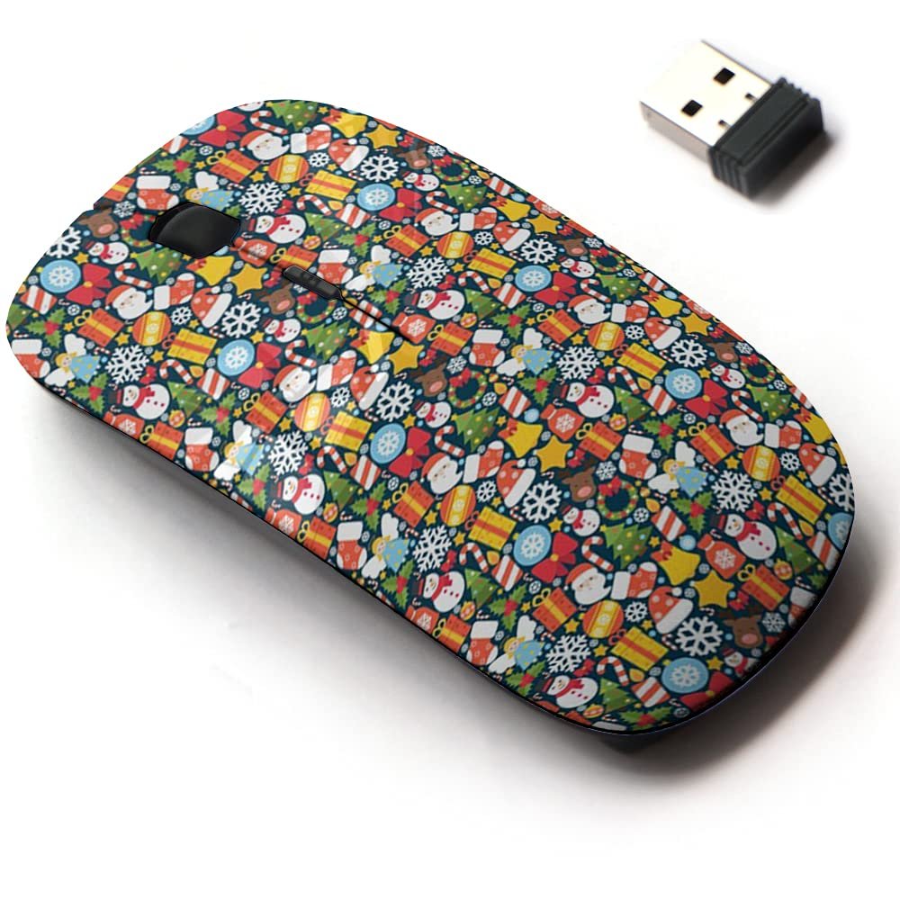 2.4G Wireless Mouse with Cute Pattern Design for All Laptops and Desktops with Nano Receiver - Christmas Holiday Decoration