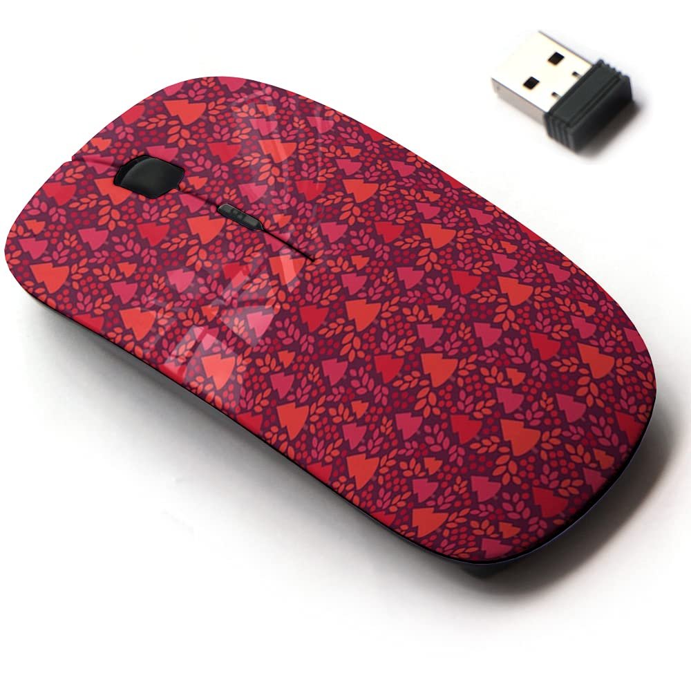 2.4G Wireless Mouse with Cute Pattern Design for All Laptops and Desktops with Nano Receiver - Christmas Tree Holly