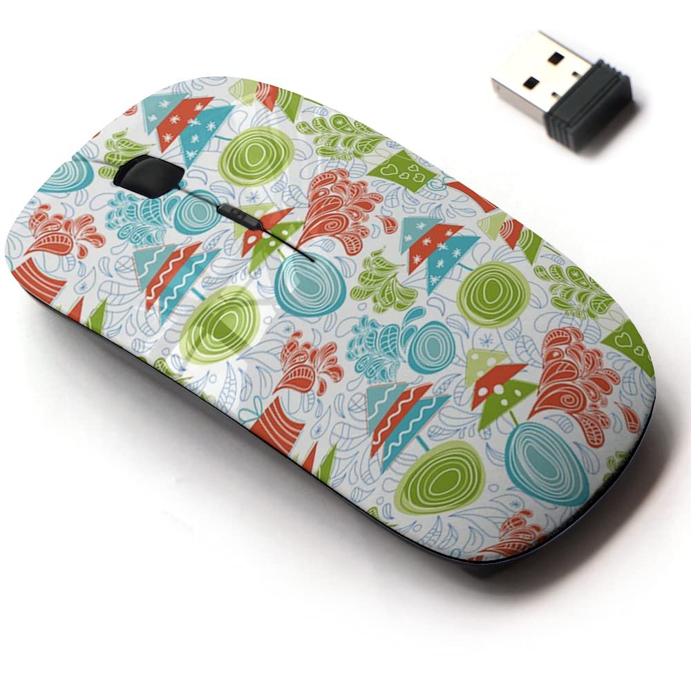2.4G Wireless Mouse with Cute Pattern Design for All Laptops and Desktops with Nano Receiver - Christmas