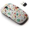 2.4G Wireless Mouse with Cute Pattern Design for All Laptops and Desktops with Nano Receiver - Christmas Holiday Flat view 1