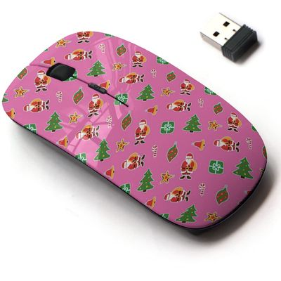 2.4G Wireless Mouse with Cute Pattern Design for All Laptops and Desktops with Nano Receiver - Christmas Winter Holiday Wallpaper