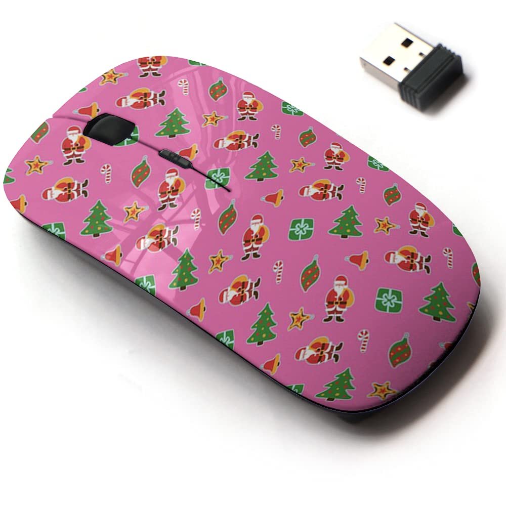 2.4G Wireless Mouse with Cute Pattern Design for All Laptops and Desktops with Nano Receiver - Christmas Winter Holiday Wallpaper