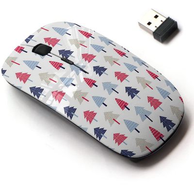 2.4G Wireless Mouse with Cute Pattern Design for All Laptops and Desktops with Nano Receiver - Christmas Trees