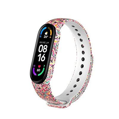 TryBest Replacement Strap for Mi Band 6/Mi Band 5,Soft Replacement Wristband Comfortable Colorful Silicone Wristbands Sport Adjustable Wrist Strap for Women Men