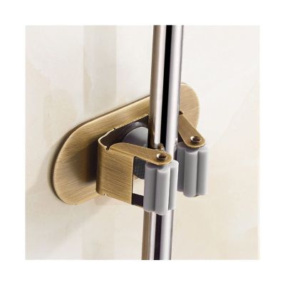 SHIJINHAO Broom and Mop Holder, Stainless Steel Mop Hook, Broom Card Holder for Hanging Mop Holder, Storage Hook Used for Garage, Basement (Color : Gold, Size : 1 Slot)