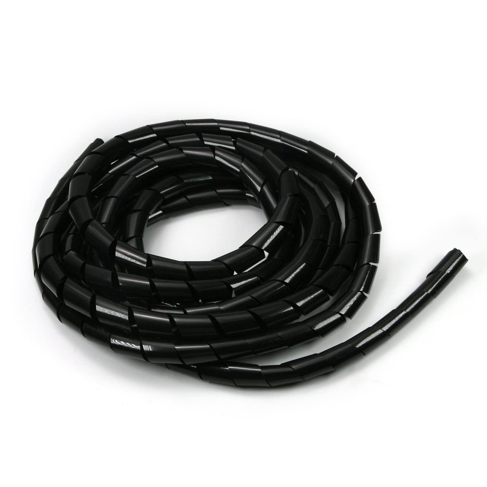 Bettomshin 1Pcs 16.5 Feet PE Spiral Cable Wrap, Wire Cord Covers for TV Computer Electrical Wire Organizer, Tangle Stop and Detangler Black