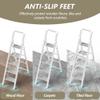 SOLADDER 5 Step Ladder, Folding Step Stool, White Foldable Iron Ladder for 10 Foot High Ceiling with Anti-Slip Wide Sturdy Pedal and Handgrip, Multi-Use for Home (300 lbs Capacity) view 3