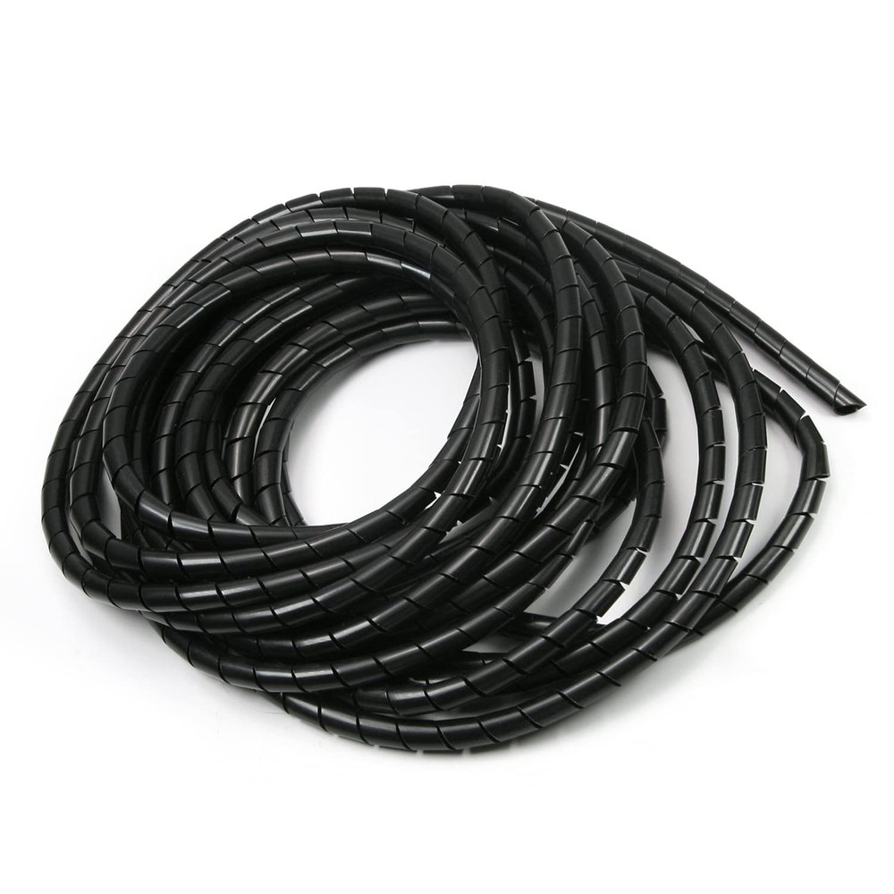 Bettomshin 1Pcs 33 Feet PE Spiral Cable Wrap, Wire Cord Covers for TV Computer Electrical Wire Organizer, Tangle Stop and Detangler Black