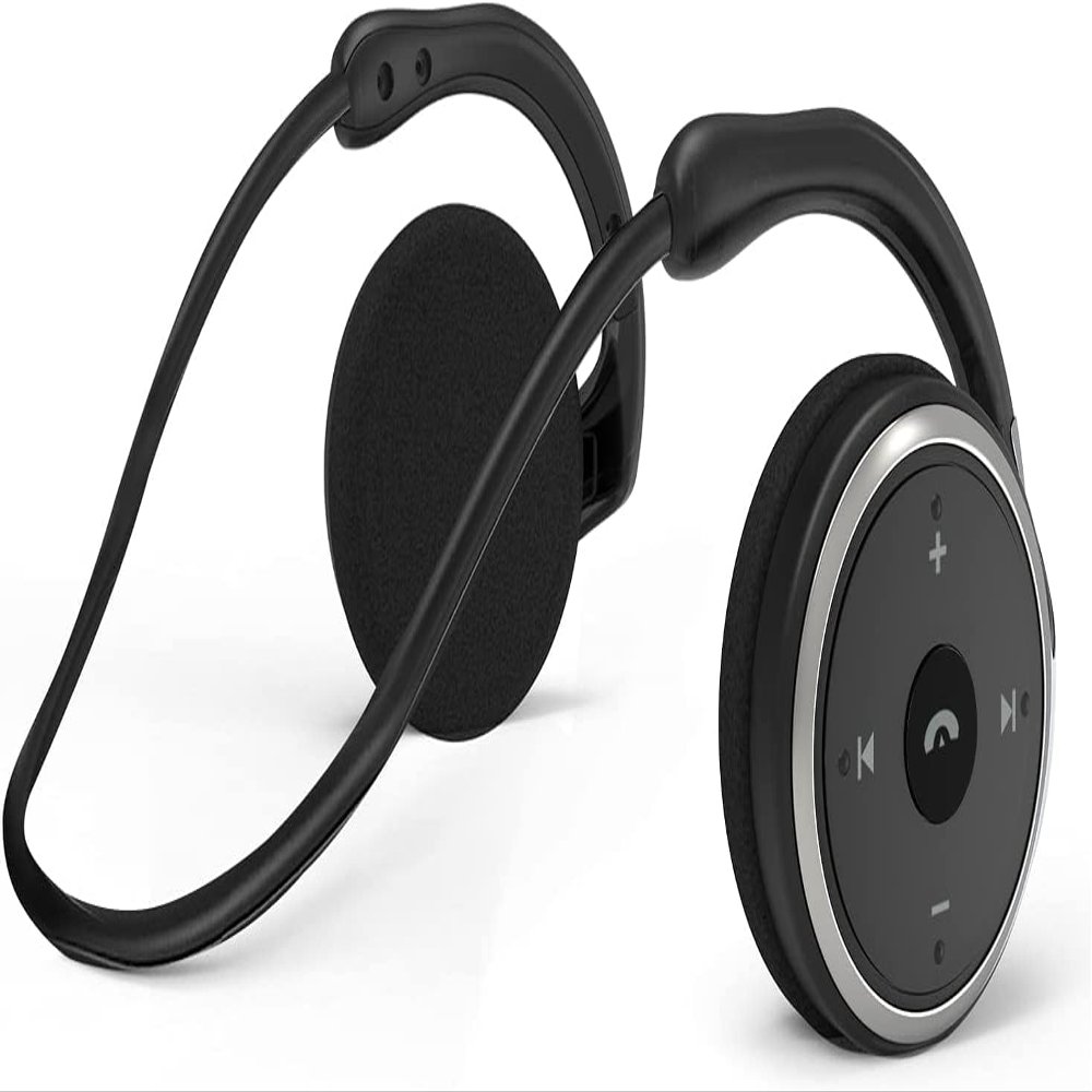 itayak Behind The Head Headphones, Bluetooth 5.0 Neckband Around Head Headphones Lightweight Small Foldable Wireless Sports Sweatproof Headset with Microphone & Carrying Case (Black)