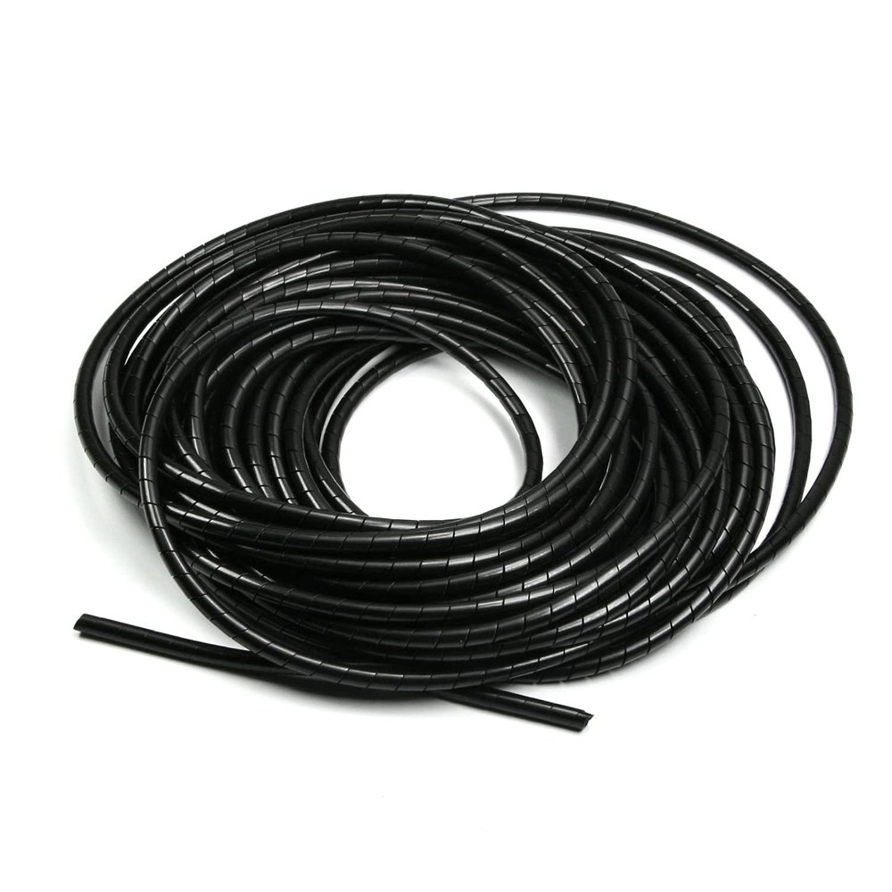 Bettomshin 3Pcs 50 Feet PE Spiral Cable Wrap, Wire Cord Covers for TV Computer Electrical Organizer, Tangle Stop and Detangler Black