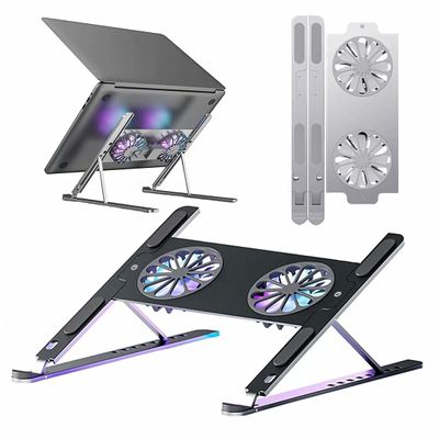 HGTRH Vented Computer Stand for Laptop, Laptop Stand for Desk Adjustable Height with Fan 8-Angle Adjustable Laptop Stand for Desk Premium Aluminium Alloy Material Suitable for All Laptop