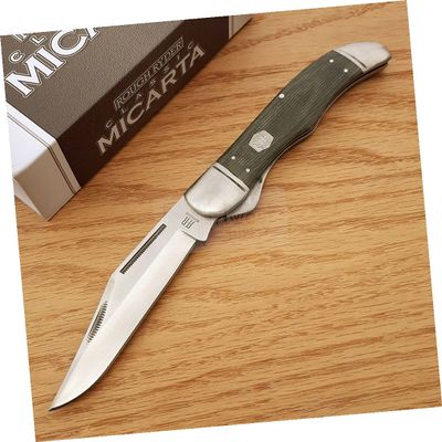 Hunter Open Folding Pocket Knife Stainless Steel Blade Green Micarta Handle Outdoor Survival Hunting Knife for Camping by Survival Steel