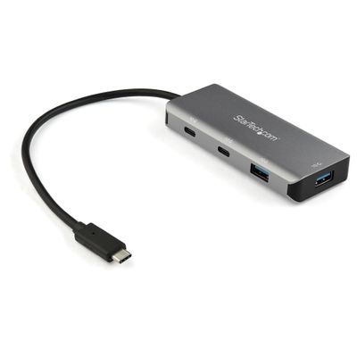4 Port USB C Hub w/ 2x USB A & 2x USB C - SuperSpeed 10Gbps USB Type-C 3.1/3.2 Gen 2 Hub - USB Bus Powered - Portable USB-C to USB Adapter Hub - Aluminum - 9.8" (25cm) Cable
