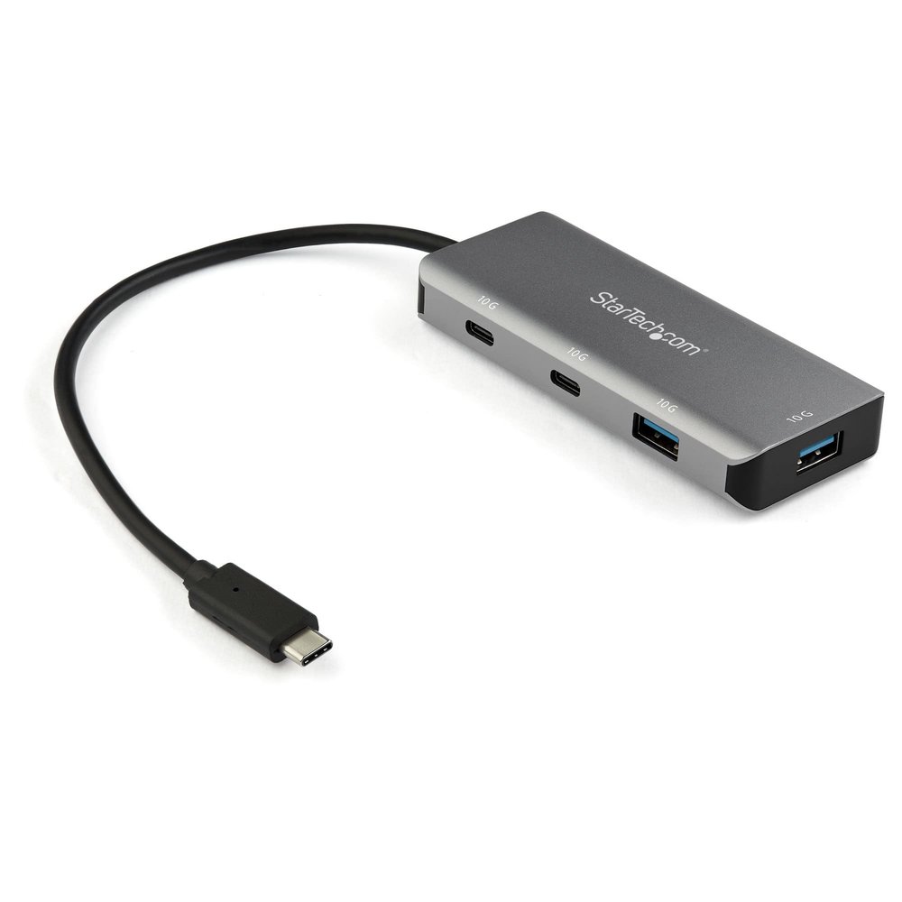 4 Port USB C Hub w/ 2x USB A & 2x USB C - SuperSpeed 10Gbps USB Type-C 3.1/3.2 Gen 2 Hub - USB Bus Powered - Portable USB-C to USB Adapter Hub - Aluminum - 9.8" (25cm) Cable