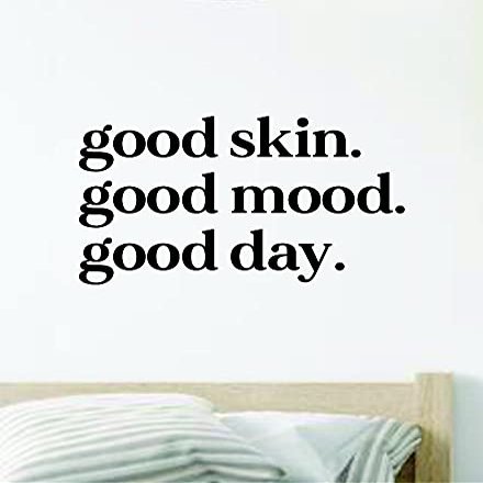 Good Skin Mood Day Wall Decal Home Decor Art Vinyl Sticker Quote Bedroom Teen Inspirational Girls Teen Makeup Make Up Lashes Brows Eyelashes Eyebrows Lipstick Mascara Eyeliner Beauty Skincare