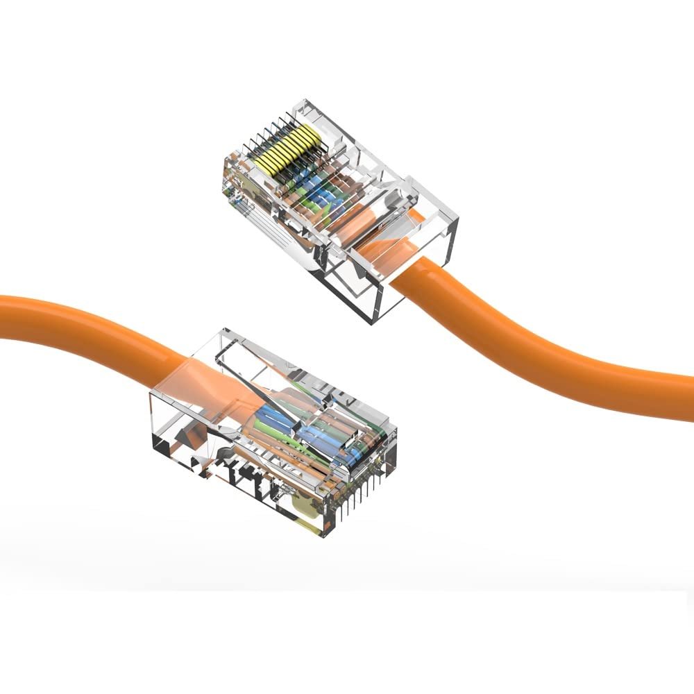 50ft (15.2M) Cat6 UTP Ethernet Network Non Booted Cable 50 Feet (15.2 Meters) Gigabit LAN Network Cable RJ45 High Speed Patch Cable, Orange (3 Pack)