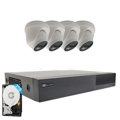 ACELEVEL 4K Security Camera System w/ 4K 4CH PoE NVR, (4) 8MP IP PoE Camera, 2.8mm Lens, 2TB HDD Pre-Installed (4CH NVR + 4 Domes w/ 2TB HDD)