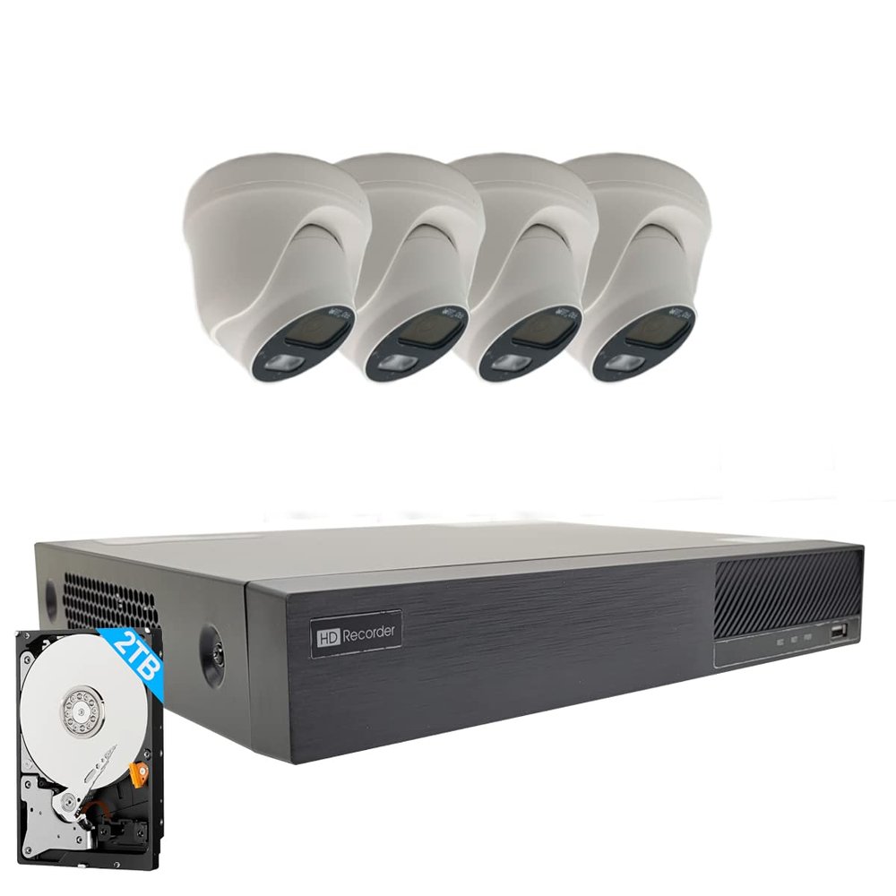 ACELEVEL 4K Security Camera System w/ 4K 4CH PoE NVR, (4) 8MP IP PoE Camera, 2.8mm Lens, 2TB HDD Pre-Installed (4CH NVR + 4 Domes w/ 2TB HDD)
