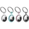 SaharaCase Hybrid Flex Case for AirTag (4-Pack) with Carabiner Clip [Shockproof Bumper] Rugged Protection Antislip Grip - Clear/Black/Teal/Pink view 1