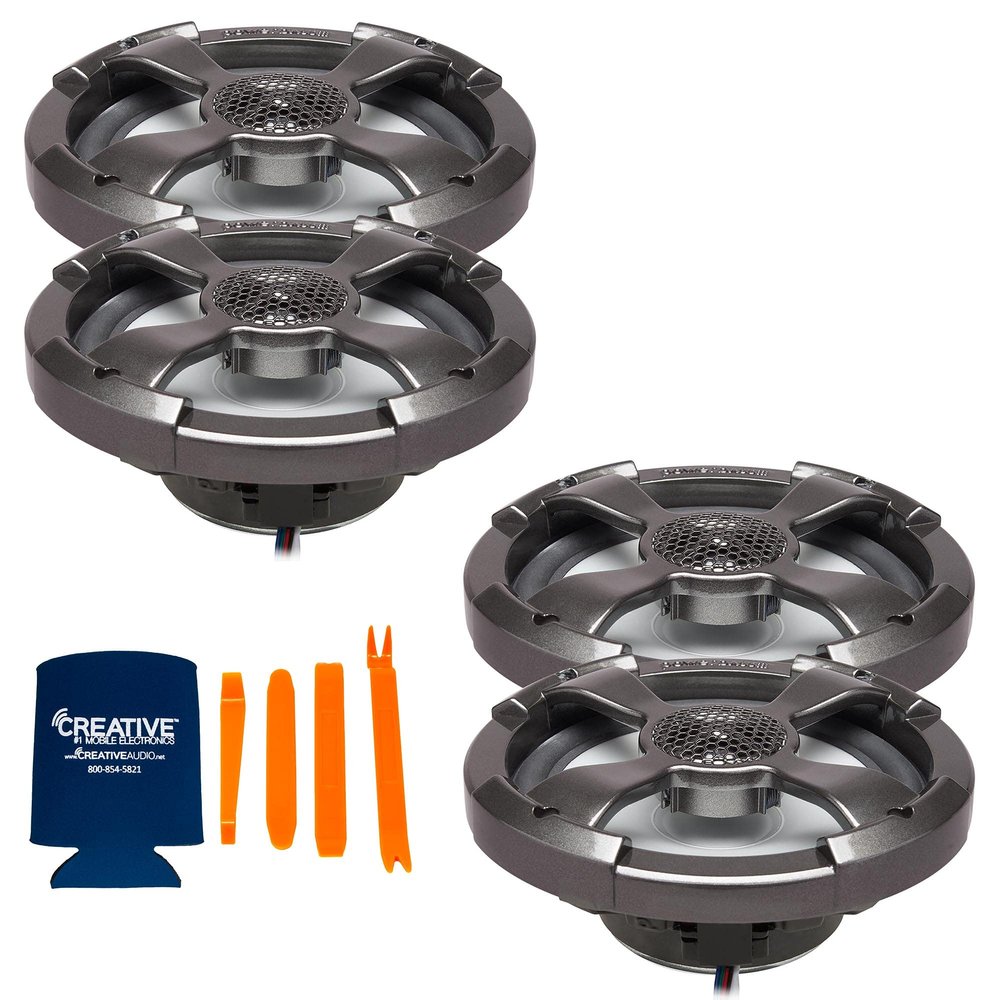 PowerBass Two Pairs of XL-62SST 6.5" Shallow Mount with RGB LED Coaxial Speakers