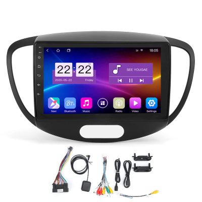 Qiilu Double Din Car Stereo, 9in Car Player Multimedia Navigation HD for Android10.0 Blueteeth4.0 Replacement for I10 20072013(2+32G)