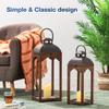 Glitzhome Lanterns Decorative Indoor, Set of 2 Mondern Farmhouse Wooden Lantern Hanging Decorative Candle Lanterns for Fireplace, Patio, Porch, Floor (No Glass) view 2
